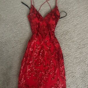 Hoco Red Sequin Dress